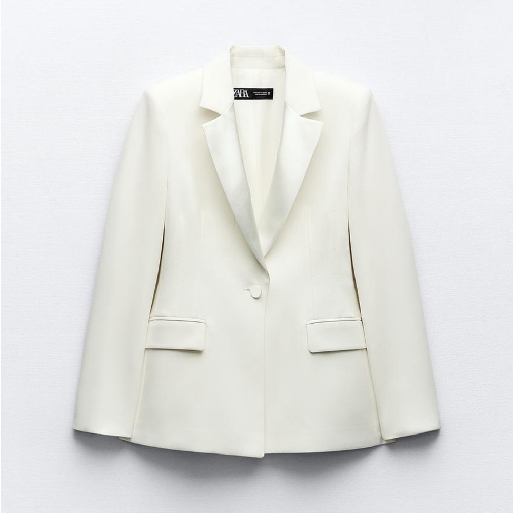 Zara White Tuxedo Jacket